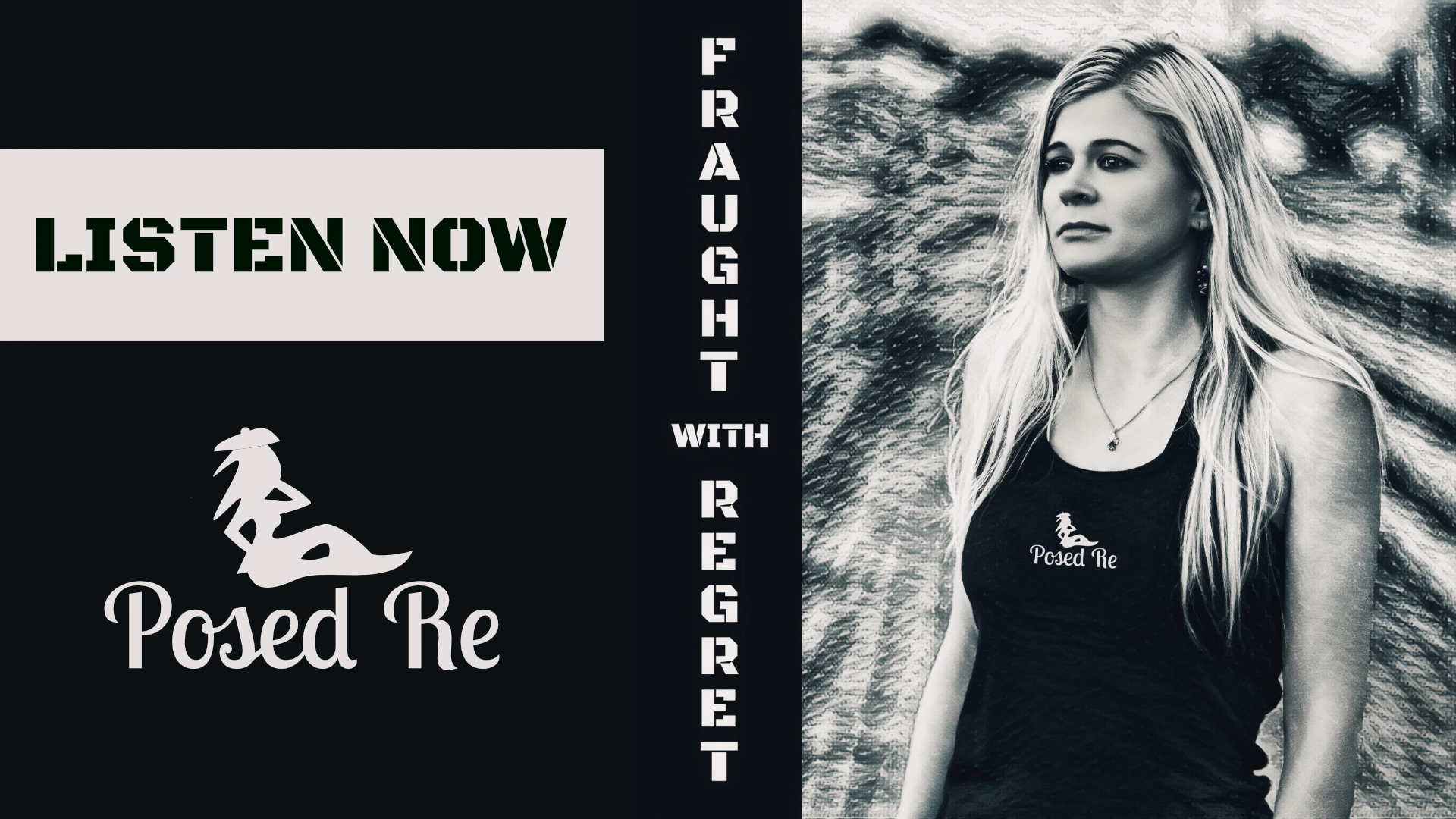 Listen now. Fraught with Regret Song Cover Art. Posed Re. Photo of a woman standing on a bridge.