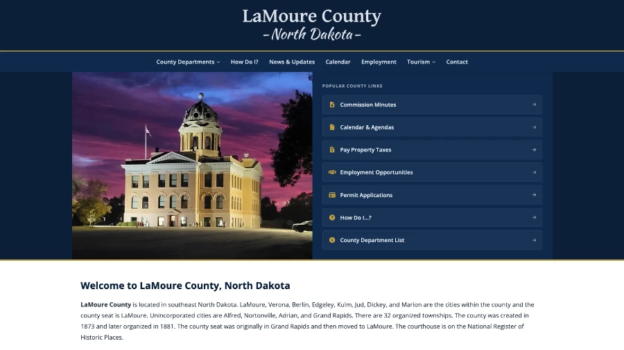LaMoure County in North Dakota county website homepage